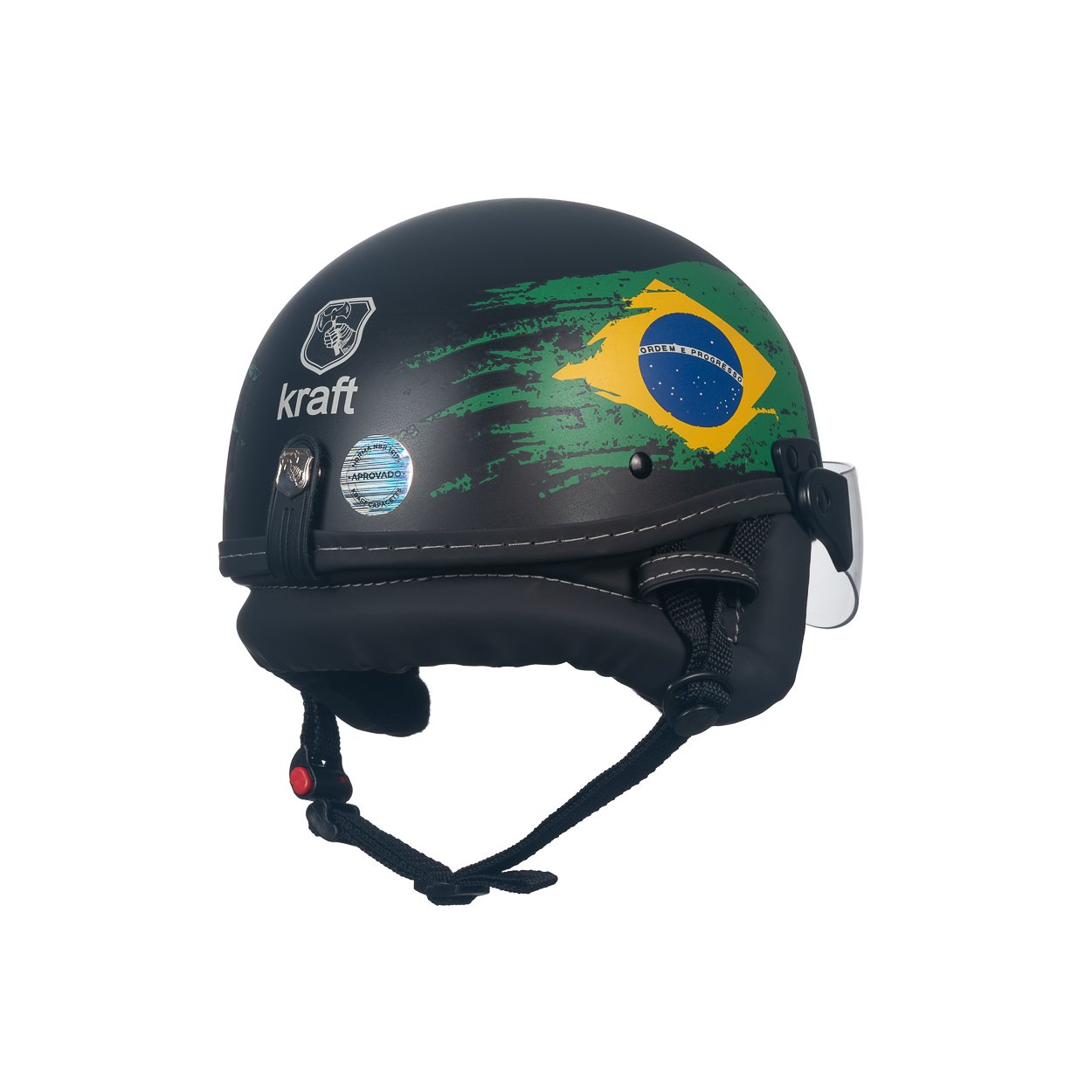 Capacete Kraft Esporte Bandeira Brasil Com Viseira - Imagem 3