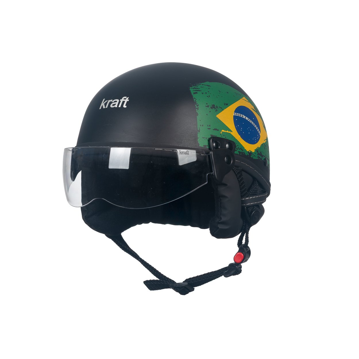 Capacete Kraft Esporte Bandeira Brasil Com Viseira - Imagem 2