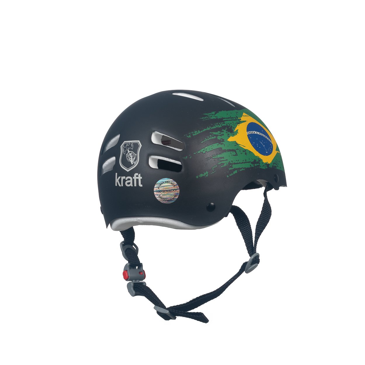 Capacete Kraft Bike Bandeira Brasil Preto - Imagem 3