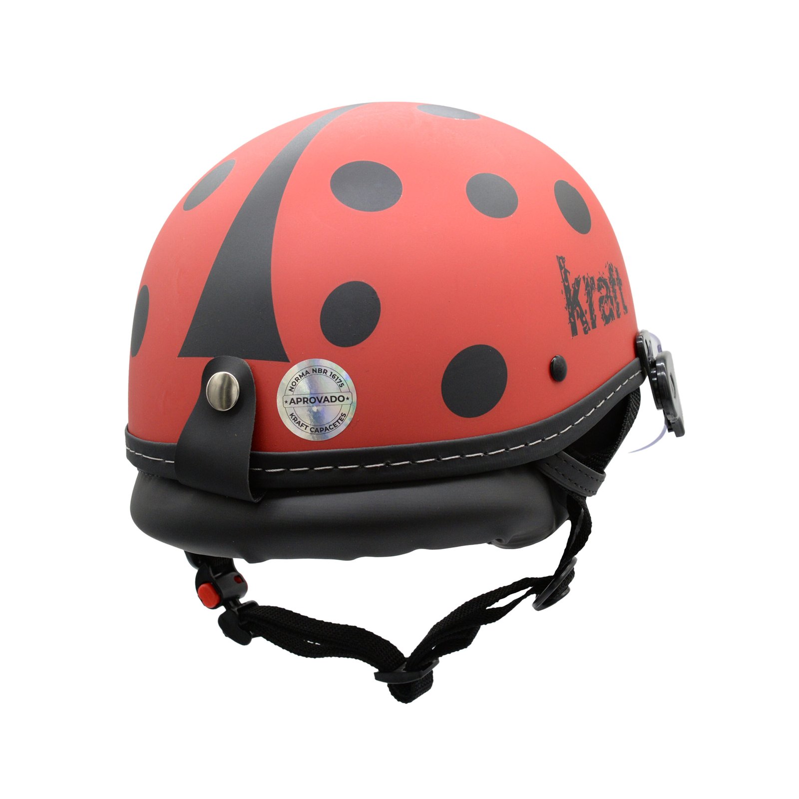 Capacete Kraft Esporte Joaninha Vermelha Com Viseira - Imagem 3