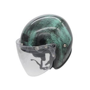 Capacete Kraft Old School Risco Preto Verde Full Face Cristal