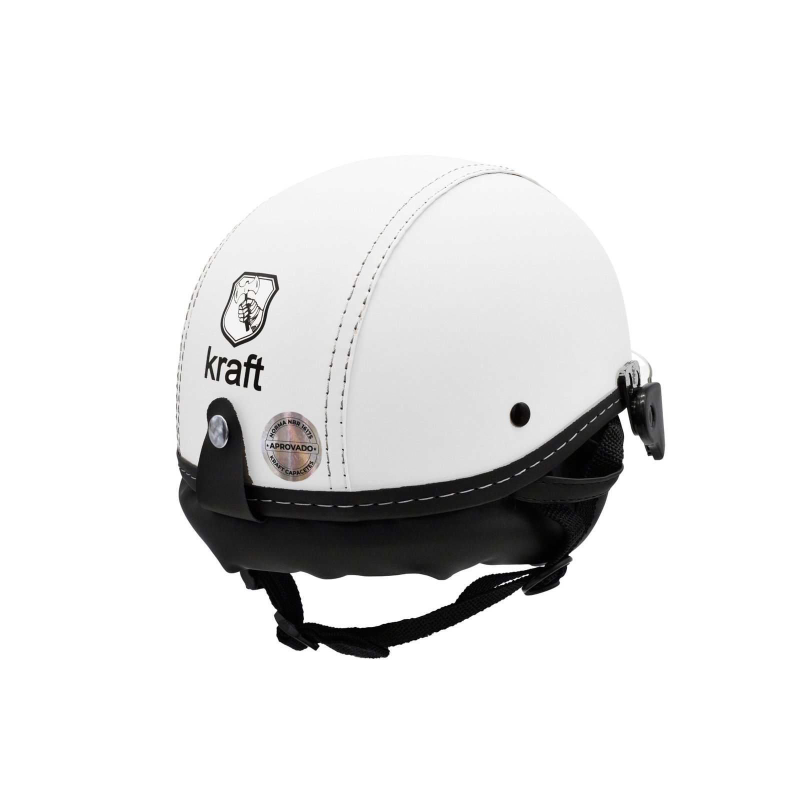 Capacete Kraft Esporte Revestido Branco Com Viseira - Imagem 3