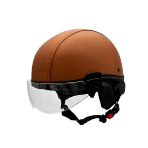 Capacete Kraft Esporte Revestido Marrom Com Viseira